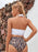 Leaf Floral Bikini Set Women Backless High-Waist Two Pieces Swimwear Beach Bathing Suits Swimsuits Women's Ruffle Bandage Bikini High Waist Bottoms Two Piece Swimsuits