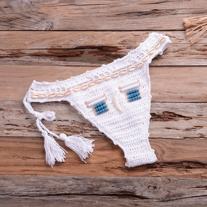 Vintage Blue Bikinis 2 Piece Halter Bikini Set Women High Waist Sequin Swimsuit  Set Handmade Crochet High Quality Swimsuit Women Push Up Swimwear Knitted Beach Wear Bathing Suit