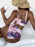 Leaf Floral Bikini Set Women Backless High-Waist Two Pieces Swimwear Beach Bathing Suits Swimsuits Women's Ruffle Bandage Bikini High Waist Bottoms Two Piece Swimsuits