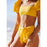 Bikini New 2 Piece Women Swimsuit Women's High Waist Bikini Set Fashion Puff Sleeve Swimwear Set Bathing Suits Solid Color Short Puff Sleeve Summer High Waist Cut Backless Bathing Suit Beachwear