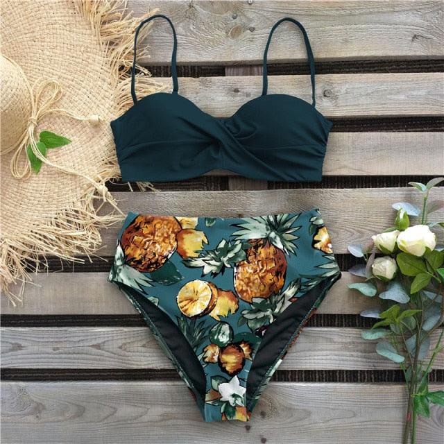 Bikini Female Swimsuit Women Swimwear Push Up Bikinis Set High Waist Swimming Suits Two Piece Set Women Swimsuit Solid Printed Bikini Push-Up Pad Swimwear Set Beachwear Ruffled Bathing Suit