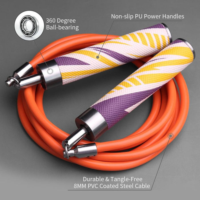 Weighted Jump Rope 8MM Skip Rope Non-Slip PU Power Handles PVC Adjustable Heavy Skipping Rope Non-Slip PU Handles Adjustable Heavy Jump Rope With Ball-Bearing Great For Build Muscle Improve Power Workout Fitness