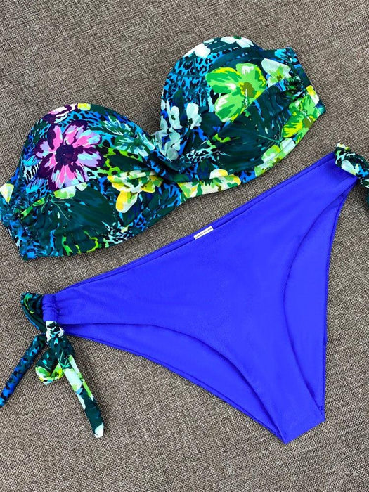 Bikini Sets Solid Color Swimsuit  Mid-Waist  Gather Cup Bikinis Women Swimwear Female Bathing Suits Beach wear  Two Piece Swimsuits Triangle Bikini swimsuits for Women