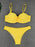 Bikini Sets Solid Color Swimsuit  Mid-Waist  Gather Cup Bikinis Women Swimwear Female Bathing Suits Beach wear  Two Piece Swimsuits Triangle Bikini swimsuits for Women