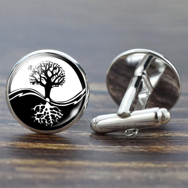 Modern Round Tree Cufflinks For Men Elegant Best Man Cufflinks Set Wedding Cufflinks Office Suit Shirt Cuff Links Men Accessories Valentine Graduation Birthday Gift Beautiful Cuff Links