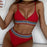 Bikini Swimwear Swimsuit Women Solid Bathing Suit Bikini Set With Pad Female High Waist Beachwear Women Bikini Swimsuits 2 Piece Deep V Neck Swimwear Adjustable Strap Back Bathing Suits