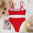 High Waist Bikini Swimsuits Women Push Up Swimwear Ribbed Bathing Suit Strap  Bikinis Set Beachwear High Waist Bathing Suit Full Coverage Two Piece Swimsuit