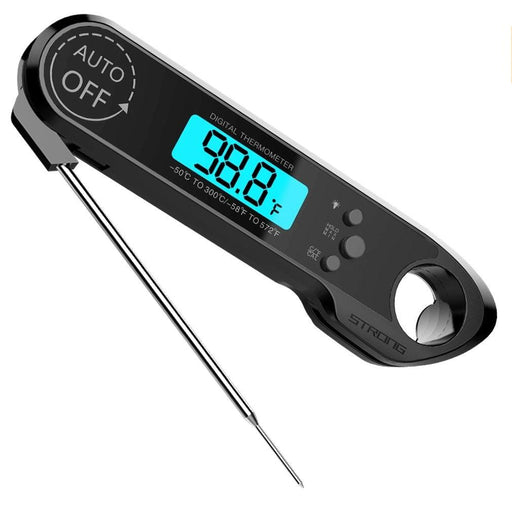 Professional Waterproof Digital Food Thermometer Pyrometer with Folding Foldable Probe Waterproof Digital Instant Read Meat Thermometer with 4.6” Folding Probe Backlight & Calibration Function for Cooking Food Candy BBQ Grill for Kitchen Food Cooking