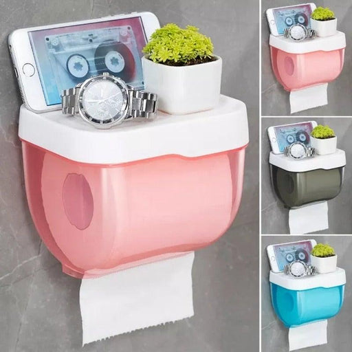 Punch-free Toilet Paper Holder Box Waterproof Storage Toilet Paper Storage Rack Paper Towel Kitchen Bathroom Storage Box Waterproof Toilet Paper Holder Wall Mounted Punch Free Paper Dispenser Transparent Storage Box Bathroom Kitchen Supply