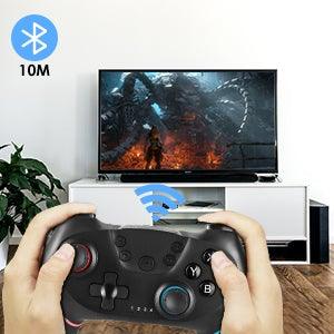 Pure Black Wireless Bluetooth Joystick Gamepad Controller Compatible With PC Laptop Monitor Smart TV - STEVVEX Game - 221, all in one game controller, best quality joystick, black gamepad, bluetooth wireless gamepad, classic games, classic joystick, controller for pc, game, Game Controller, Game Pad, game pad for phone, joystick, joystick for games - Stevvex.com