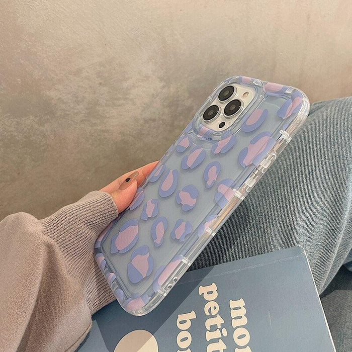 Purple Leopard Pattern Transparent Soft Phone Case For iPhone 14 12 11 13 Pro Max 14 Plus Air Cushion Protection Shockproof Case Full Body Protective Scratch-Resistant Cover for iPhone