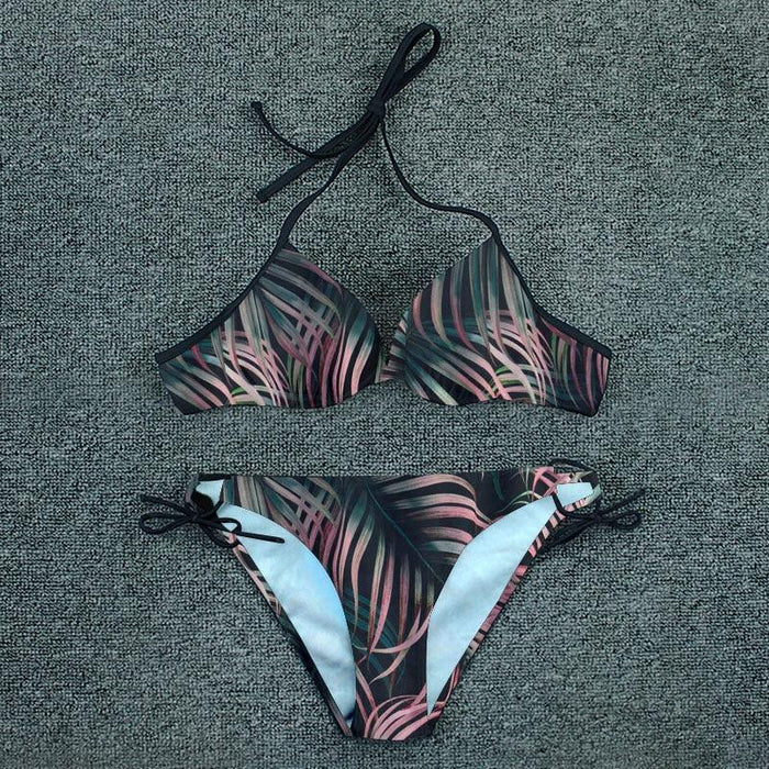 Push Up Bikini Floral Print Swimsuit Swimwear Women Bathing Suit Bikinis Set Brazilian Beach Female Wear Women's Bikini Swimsuits Floral Printed Bathing Suits for Women 2 Piece Bikini