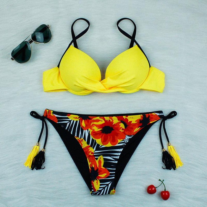 Push Up Bikinis 2022 New Swimwear Women's Bikini Swimsuits Floral Printed Bathing Suits for Women 2 Piece Bikini Women Floral Print Bikini Sets Swimsuit Beach Wear Bathing Suit Female  Two Pieces