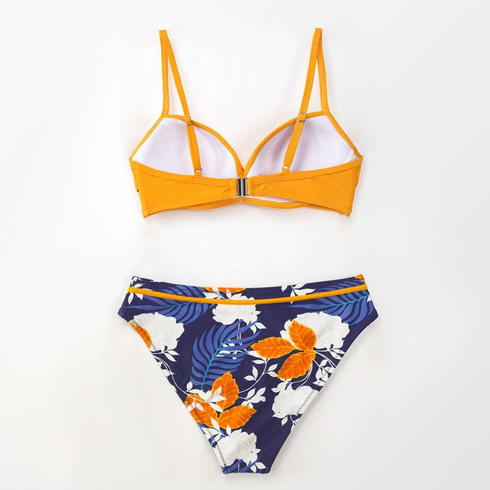 Push Up Floral Bikini Sets Women Two Pieces Swimsuits Women's Bathing Suits Push Up Halter Bandage Bikini Floral Printing Swim Bottoms Two Piece Swimsuits New Girl Beach Bathing Suits Swimwear