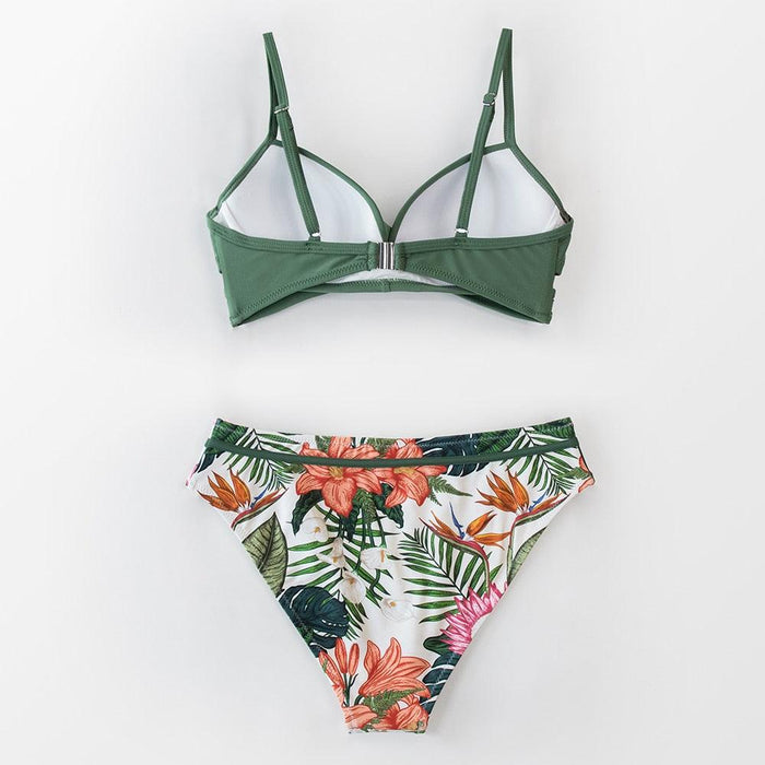 Push Up Floral Bikini Sets Women Two Pieces Swimsuits Women's Bathing Suits Push Up Halter Bandage Bikini Floral Printing Swim Bottoms Two Piece Swimsuits New Girl Beach Bathing Suits Swimwear