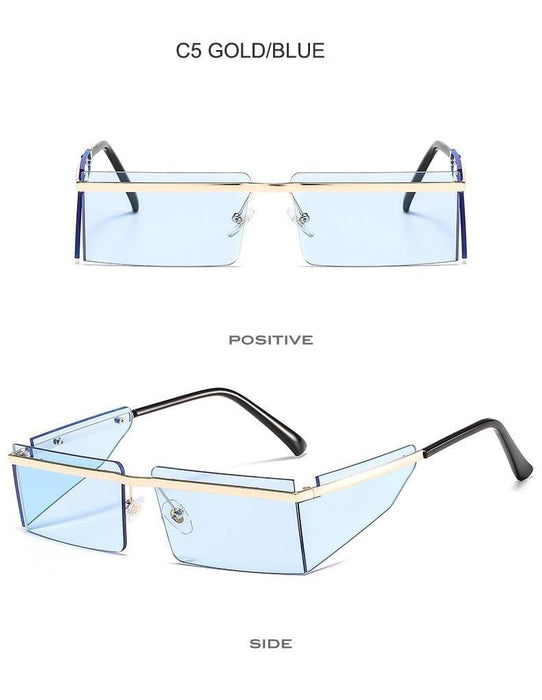 Rectangle Sunglasses Frameless Glasses Classic New Small Rimless Sunglasses For Women New Fashionable Square Sunglasses For Men New Eyewear Retro Rectangle Shape Glasses For Female In New Shades