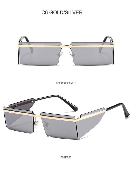 Rectangle Sunglasses Frameless Glasses Classic New Small Rimless Sunglasses For Women New Fashionable Square Sunglasses For Men New Eyewear Retro Rectangle Shape Glasses For Female In New Shades