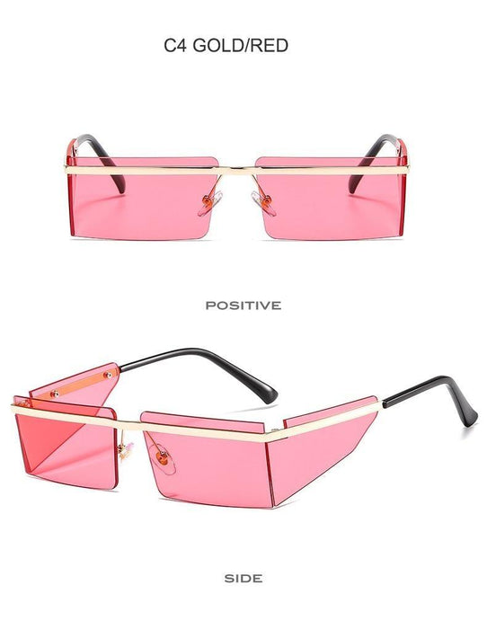 Rectangle Sunglasses Frameless Glasses Classic New Small Rimless Sunglasses For Women New Fashionable Square Sunglasses For Men New Eyewear Retro Rectangle Shape Glasses For Female In New Shades