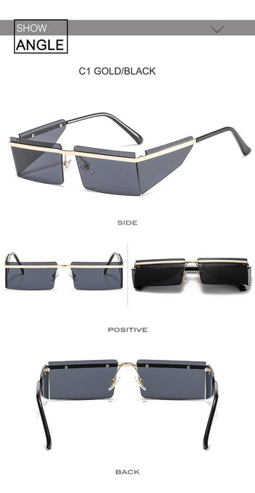 Rectangle Sunglasses Frameless Glasses Classic New Small Rimless Sunglasses For Women New Fashionable Square Sunglasses For Men New Eyewear Retro Rectangle Shape Glasses For Female In New Shades