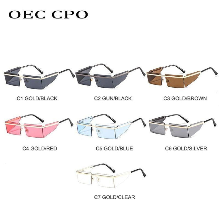 Rectangle Sunglasses Frameless Glasses Classic New Small Rimless Sunglasses For Women New Fashionable Square Sunglasses For Men New Eyewear Retro Rectangle Shape Glasses For Female In New Shades