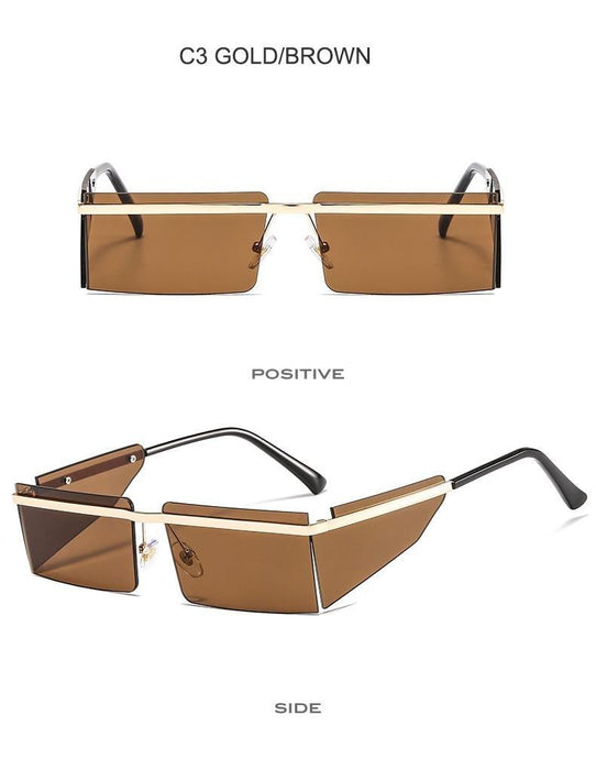 Rectangle Sunglasses Frameless Glasses Classic New Small Rimless Sunglasses For Women New Fashionable Square Sunglasses For Men New Eyewear Retro Rectangle Shape Glasses For Female In New Shades