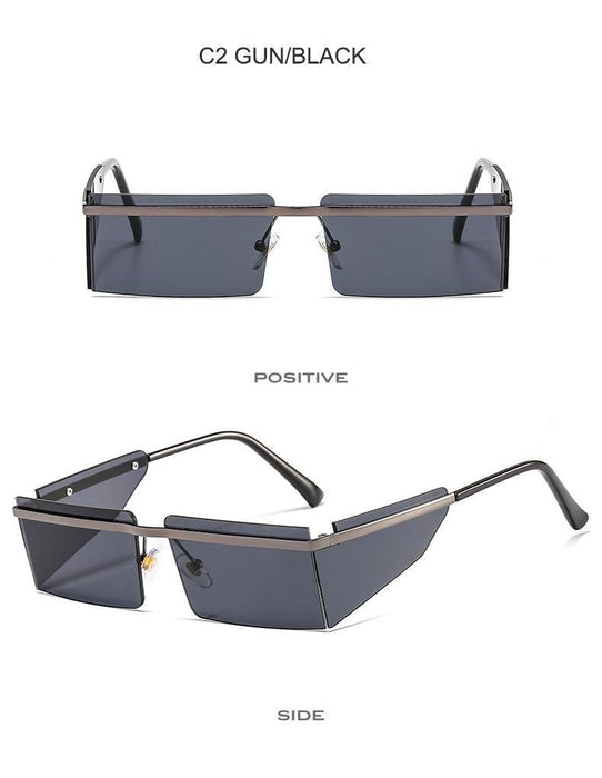 Rectangle Sunglasses Frameless Glasses Classic New Small Rimless Sunglasses For Women New Fashionable Square Sunglasses For Men New Eyewear Retro Rectangle Shape Glasses For Female In New Shades