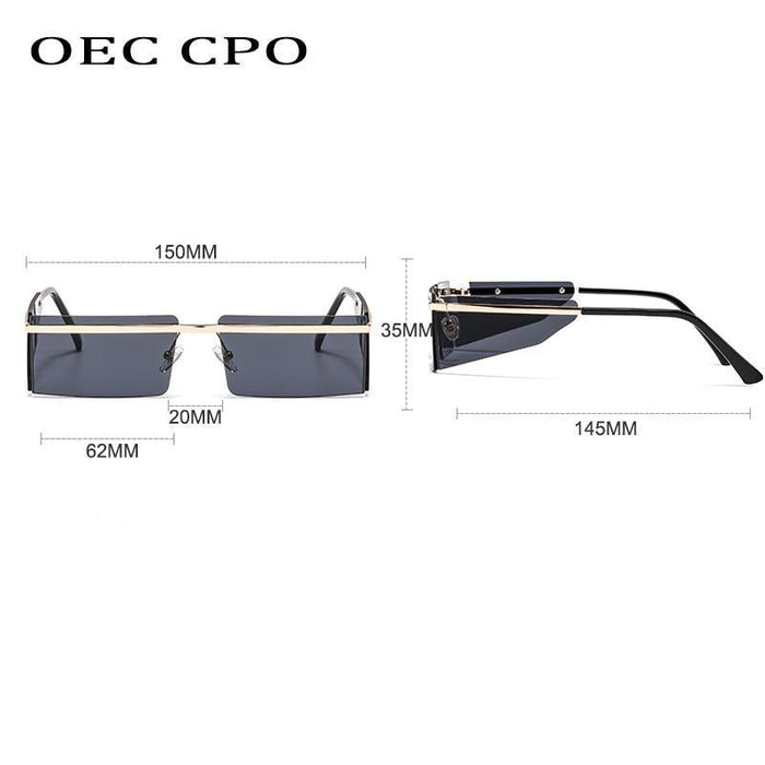 Rectangle Sunglasses Frameless Glasses Classic New Small Rimless Sunglasses For Women New Fashionable Square Sunglasses For Men New Eyewear Retro Rectangle Shape Glasses For Female In New Shades