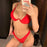 Red Micro Bikini Set Women Swimming Suit Padded Bra Bikini Two-Piece Swimwear Thong Bathing Suit Swimsuit Women's Ribbed Scoop Neck Bikini Thong Bathing Suit Two Piece Swimsuit