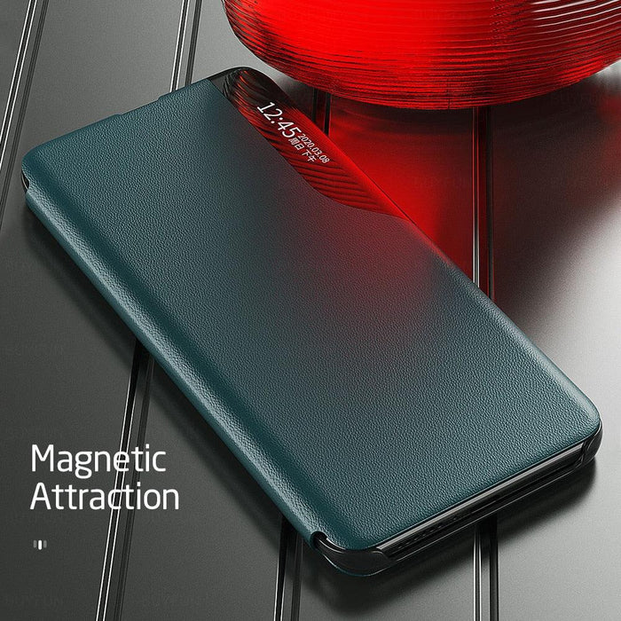 Redmi 10C Case Smart View Side Leather Flip Phone Cover For Xiaomi Redmi 10C Magnetic Book Stand Redmi 10C 10 C C10 Premium PU Leather Smart Sleep/Wake Up Function Smart View Window Business Phone Cover for Xiaomi