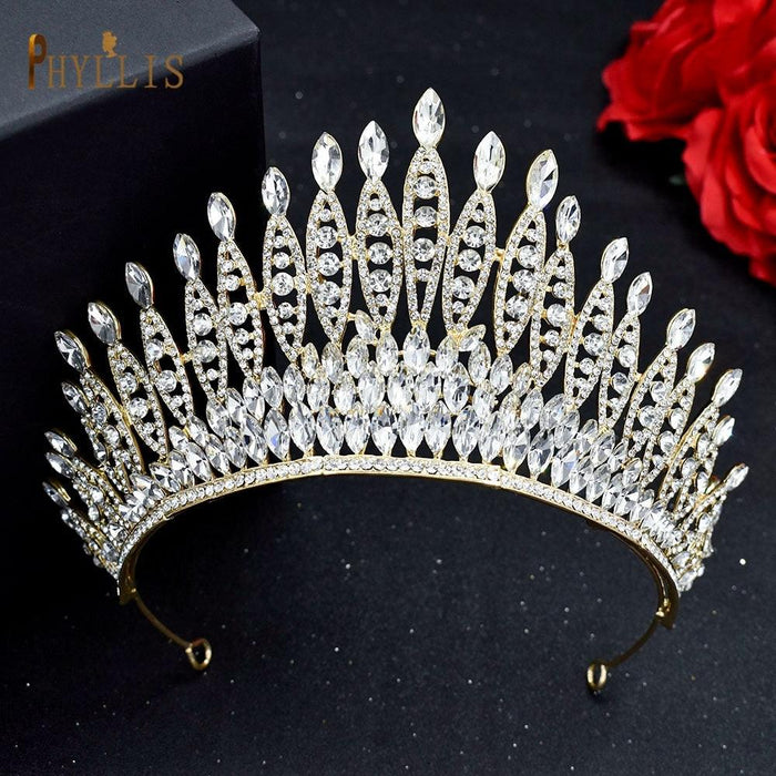 Rhinestone Wedding Crown Crystal Bridal Hair Accessories Zirconia Women Tiara Baroque Headband Bride Queen Headwear  Princess Crowns And Tiaras For Little Girls  Tiara For Little Girls Wedding Party Birthday Photography Accessories