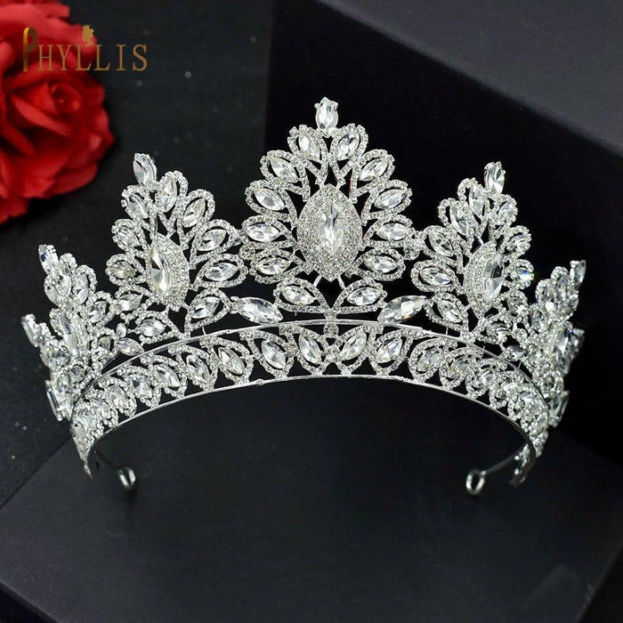 Rhinestone Wedding Crown Crystal Bridal Hair Accessories Zirconia Women Tiara Baroque Headband Bride Queen Headwear  Princess Crowns And Tiaras For Little Girls  Tiara For Little Girls Wedding Party Birthday Photography Accessories