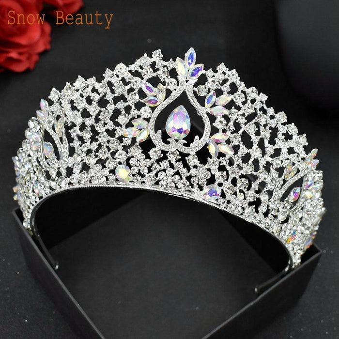 Rhinestone Wedding Crown Crystal Bridal Hair Accessories Zirconia Women Tiara Baroque Headband Bride Queen Headwear  Princess Crowns And Tiaras For Little Girls  Tiara For Little Girls Wedding Party Birthday Photography Accessories