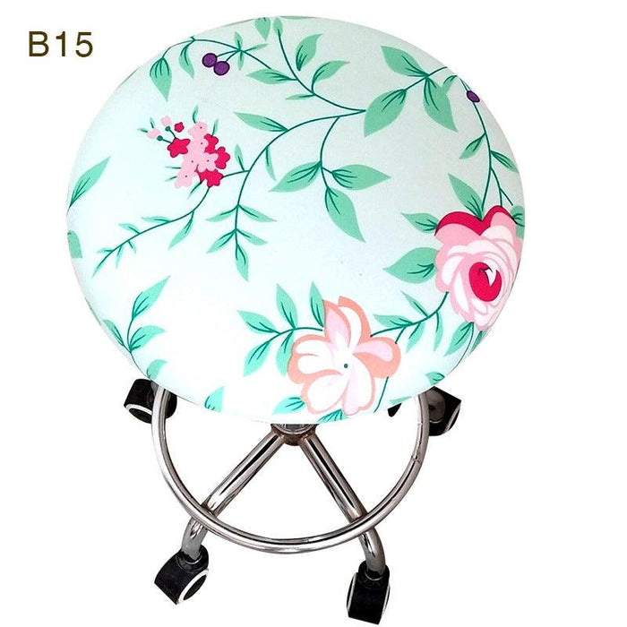 Round Chair Cover Bar Stool Cover Elastic Seat Cover Home Chair Slipcover Round Chair Bar Stool Floral Printed Padded Round Bar Stool Cover Cushion With Elastic Fabric Round Chair Seat Cushion For Wooden Metal Stools 30-40cm