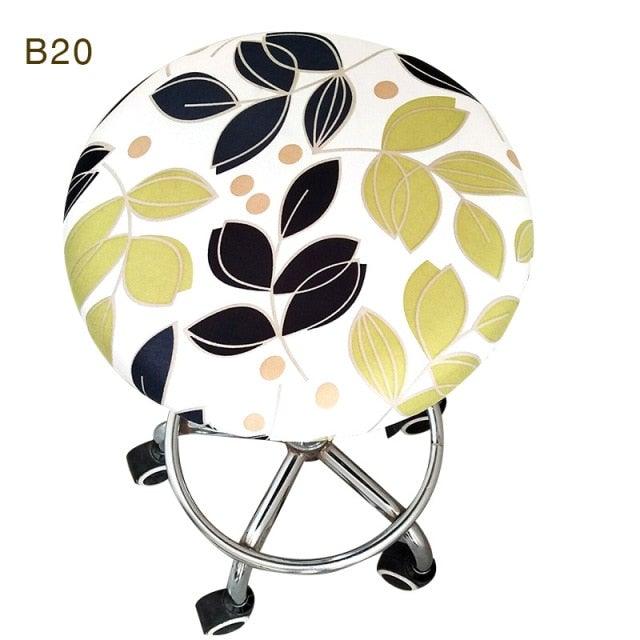 Round Chair Cover Bar Stool Cover Elastic Seat Cover Home Chair Slipcover Round Chair Bar Stool Floral Printed Padded Round Bar Stool Cover Cushion With Elastic Fabric Round Chair Seat Cushion For Wooden Metal Stools 30-40cm