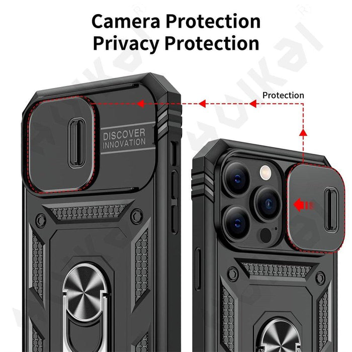 Screen Protector And Kickstand Heavy Duty Protection Shockproof Case for iPhone Slide Camera Case For iPhone 14 Pro Max 14 Plus 13 Pro 12 Build in 360 Degree Rotate Kickstand iPhone Cases