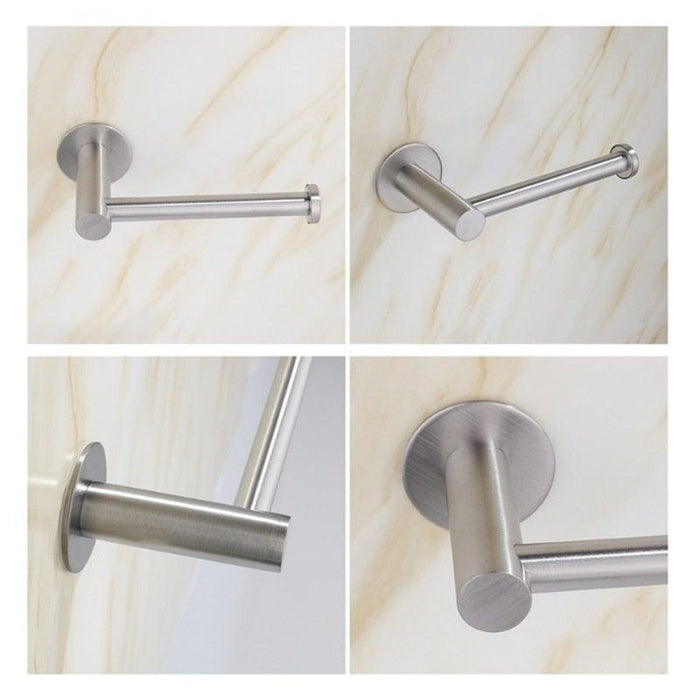 Self-Adhesive Stainless Steel Toilet Roll Paper Holder Organizers Bar Towel Ring Rail Rack Non-Drilling Toilet Accessories Toilet Paper Holder Wall Mounted Stainless Steel Toilet Roll Holder Brushed Nickel Toilet Tissue Holder For Bathroom