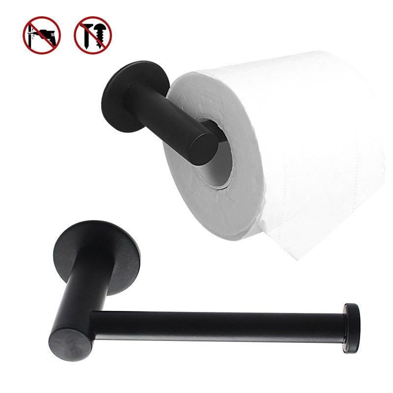 Self-Adhesive Stainless Steel Toilet Roll Paper Holder Organizers Bar Towel Ring Rail Rack Non-Drilling Toilet Accessories Toilet Paper Holder Wall Mounted Stainless Steel Toilet Roll Holder Brushed Nickel Toilet Tissue Holder For Bathroom