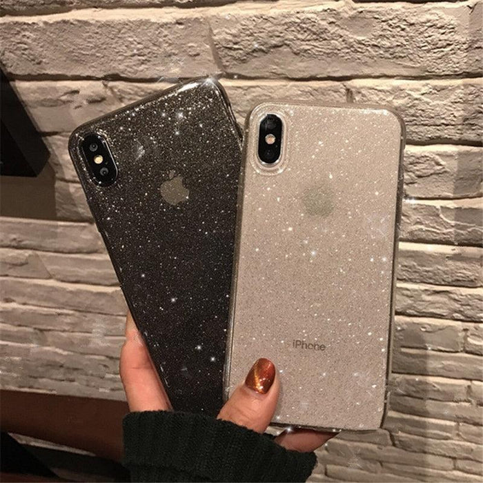 Shining Glitter Case Clear For iPhone 14 13 Pro Max 11 XR XS 8 7 Plus 6S 12 Pro Max Transparent Soft Shockproof Cover Crystal Clear Sparkly Glitter Shiny Soft Flexible Slim Fit Drop Protection Shockproof Cover Case