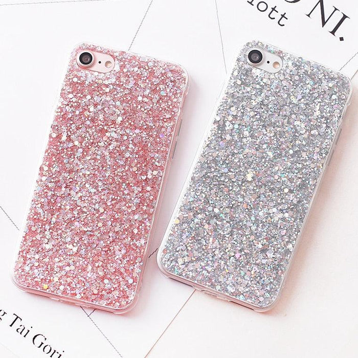 Shinning Glitter Cases For iphone 6 6S 8 Plus X 5SE 5 5S Soft Sparkly Phone Case for Women Girls Sparkle Design Anti-Scratch Soft Slim Fit Shockproof Protective Case Cover