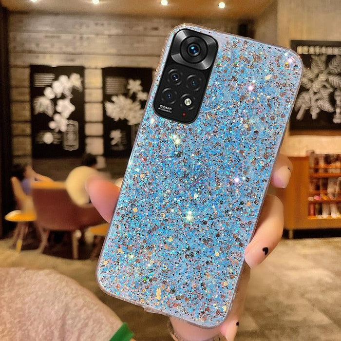 Shiny Glitter Silicone Case for Xiaomi Redmi Note 11 11S 10 10S 9 9S 9A 9C 8 8A Pro Gold Silver Foil Soft Back Cover Cute Sparkle Bling Shiny Slim Soft Reflective Clear Bumper Case for Girl Women Protective Cover