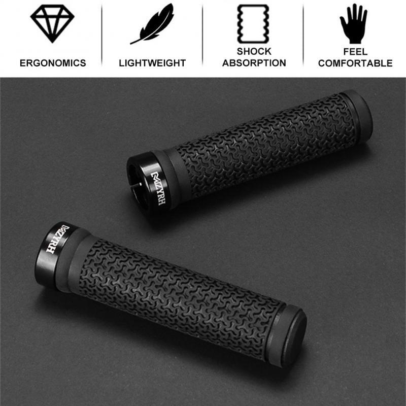 Shock Absorption Mountain Road Cycling Bike Bicycle Handlebar Cover Grips Smooth Soft Rubber Anti-slip Handle Grip Lock Bar End Premium Bike Handlebar Grips Single Lock-on Bike Grips Professional Mountain Bicycle Handlebar Locking Grips