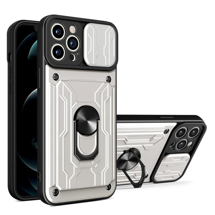 Shockproof Case for iPhone 13 12 11 Pro Max With Card Slot Ring Stand Camera Protection Phone Cover for iPhone XR XS Max Removable Card Holder Ring Holder Shockproof Protection Cover