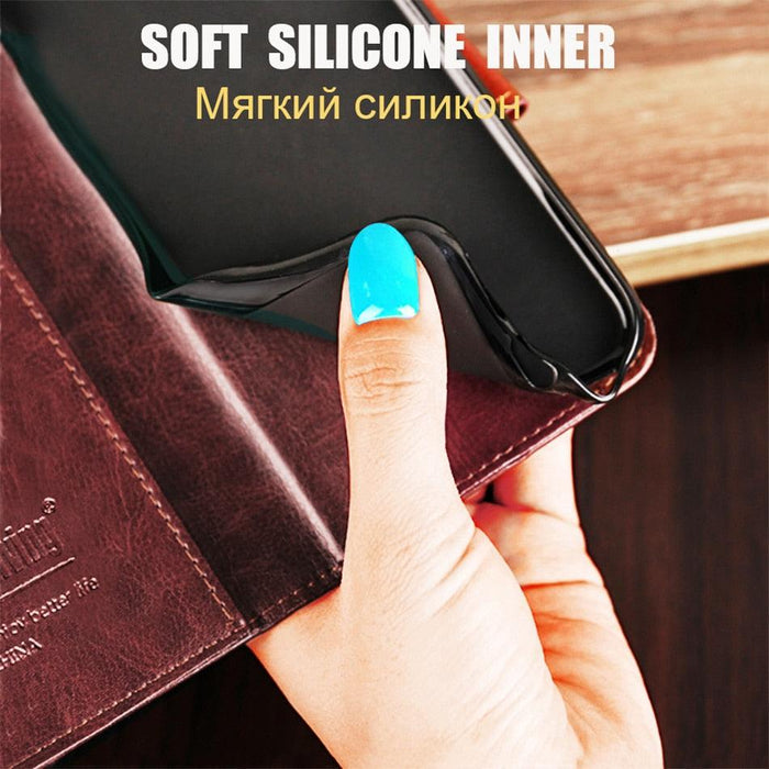 Shockproof Magnetic Case For Xiaomi Redmi Note 8 Pro Phone Case Flip Leather Case Mobile Silicone Shell Cover With Card Slots  Inner with Viewing Stand Card Holder Wrist Strap Leather Wallet Case