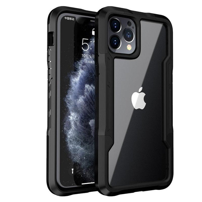 Shockproof Phone Case For iPhone 12 11 13 Pro Max Transparent Case For iPhone 11 12 13 Hard Soft Full Cover 360 Degree Protective Cover Simple Luxury Design Shiny iphone cover