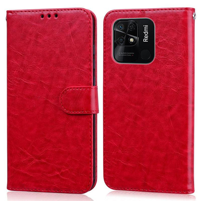 Shockproof Silicone Soft Case For Xiaomi Redmi 10C Case Flip Leather Wallet Cover On Redmi10C 10 C Premium PU Leather Magnetic Flip Case Cover with Card Holder for Xiaomi