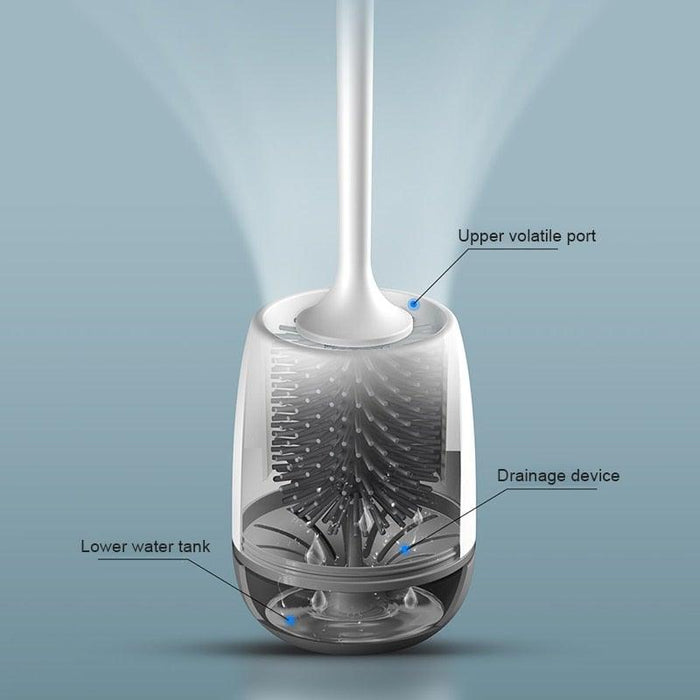 Silicone Head Toilet Brush Quick Draining Clean Tool Wall-Mount  Floor-Standing Cleaning Brush Bathroom Accessories Toilet Brush And Holder Toilet Bowl Brush With Stainless Steel Handle Durable Bristles