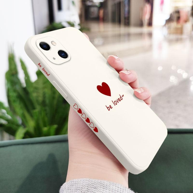 Simple Love Phone Case For iPhone 14 13 12 11 Pro Max Mini X XR XS MAX 8 7 Plus 6 6S Plus Cover Fashion Cute Love-Heart Simple Pattern Phone Case for iPhone