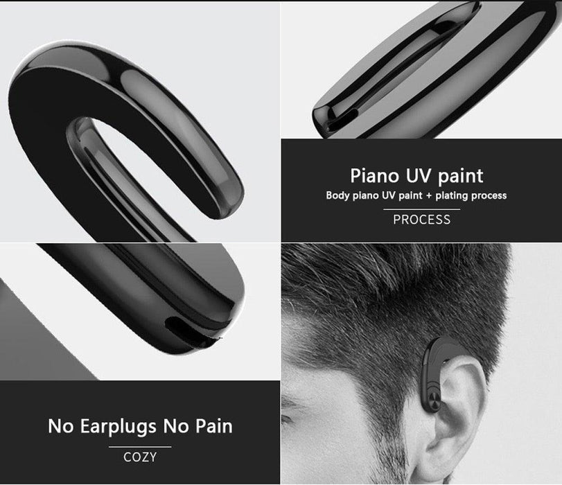 Single Bluetooth Office Headphone Exquisite Painless Wearing Earphone Wireless Noise Cancelling Earbuds Handsfree Bone Conduction Headset Wireless Over Ear Hooks Earbuds Ergonomic Design Headphones with Mic