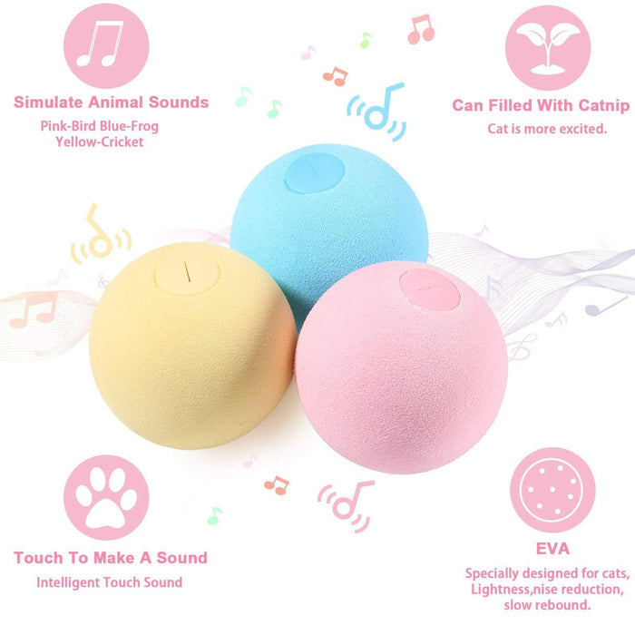 Smart Cat Toys Ball Catnip Cat Training Toy Pet Playing Ball Pet Products Toy for Cats Interactive Chirping Balls Cat Kicker Toys Fun Catnip Toys for Cat Exercise