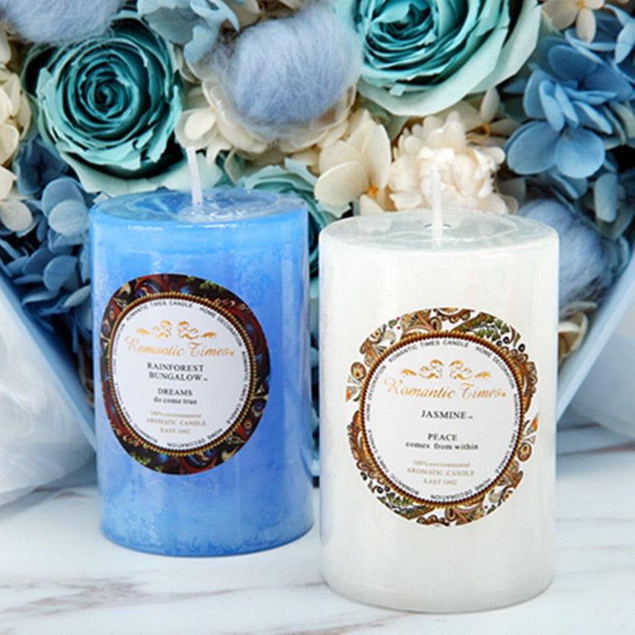 Smokeless Soy Wax Scented Candles Scented Pillar Candles Dripless Clean Burning Smokeless Dinner Candle For Wedding Party Restaurants Home Candles Church Wedding Birthday Holiday Scented Buddhist Creative Candles